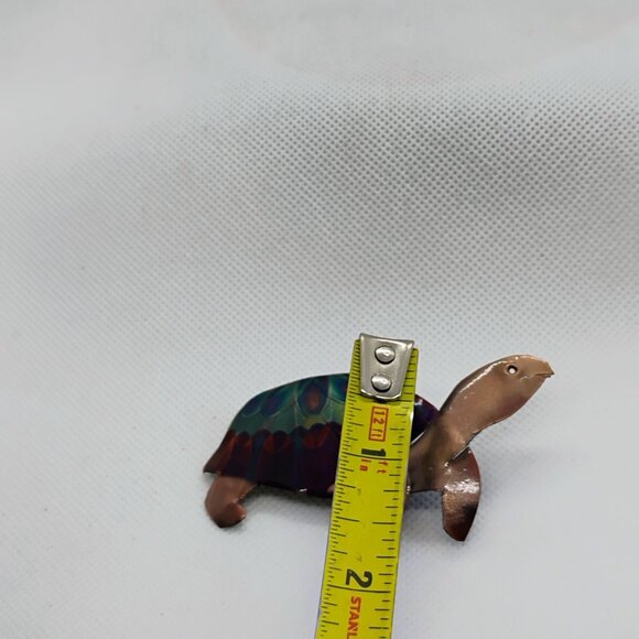 Large Unique Copper Enamel Painted Turtle Tortoise Brooch/Pin - Picture 5 of 6